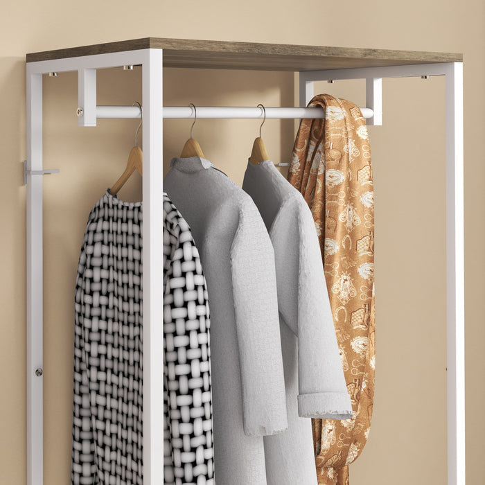 Hallway Storage Organizer with Coat Hooks and Shoe Bench - Versatile Grey Finish - Ideal for Entryway Clutter Control