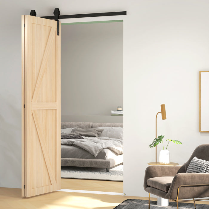 Bi-Folding Sliding Barn Door Hardware Kit - 4FT/122CM Heavy Duty Track System with J Shape Hangers for Dual Doors - Space-Saving & Stylish Access Solution for Home Interiors