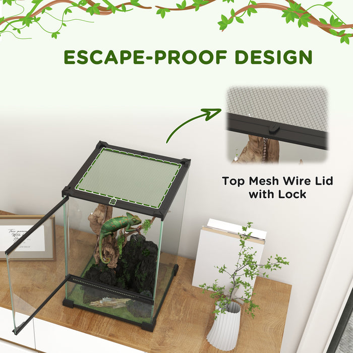 12L Vivarium - Reptile & Amphibian Terrarium with Anti-Escape Features and Ventilation - Perfect Habitat for Lizards, Frogs, Snakes, Turtles, Tortoises