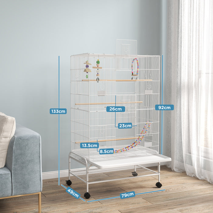 Bird Cage with Stand for Small Birds - Includes Toys & Accessories for Canaries and Finches - Ideal for Pet Bird Care and Enrichment