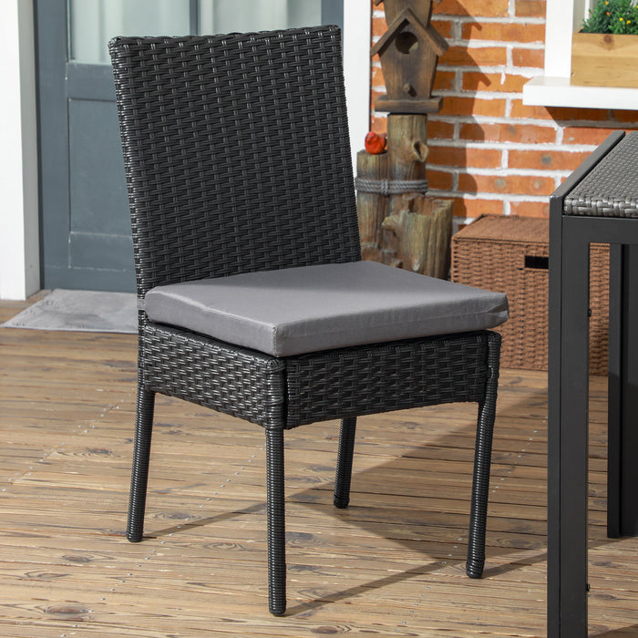 Armless Rattan Outdoor Seating Duo - Black Garden Chairs - Comfortable Patio Furniture Set for Relaxing Outdoors