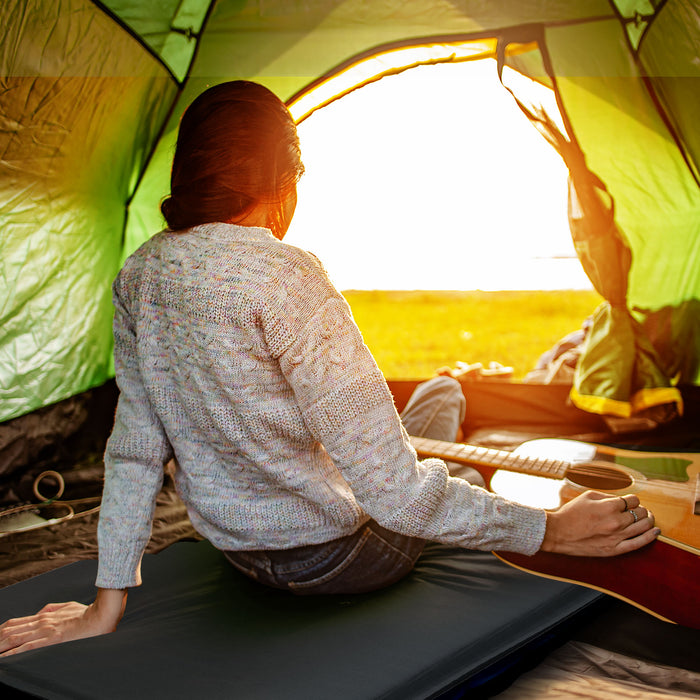 Inflatable Single Sleeping Pad - Self-Inflating, Comfortable Mattress in Grey - Ideal for Camping and Overnight Guests