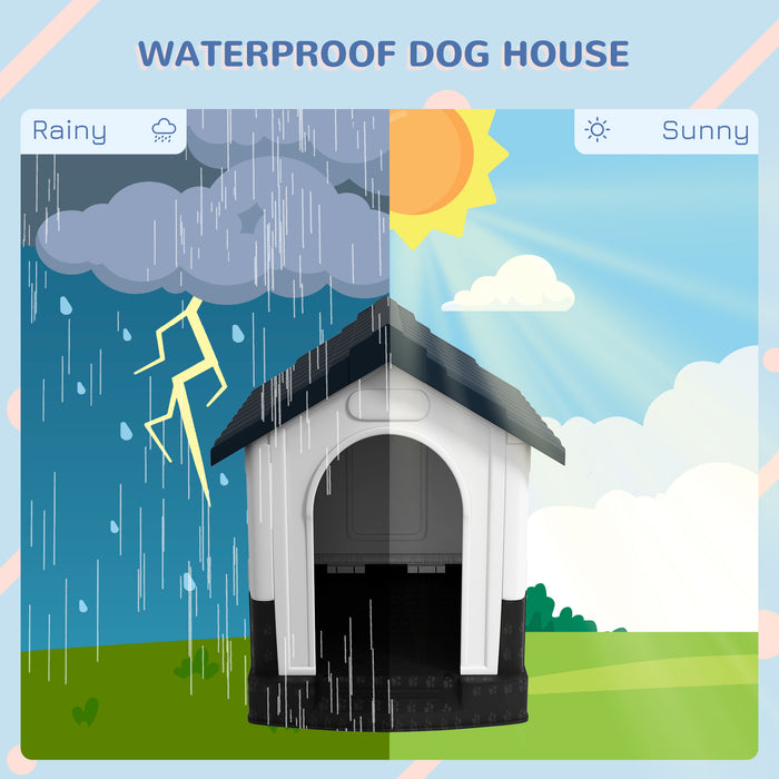 Compact Plastic Dog Kennel with Ventilated Windows - Sturdy Outdoor Shelter for Miniature Breeds - Perfect for Garden and Patio Comfort