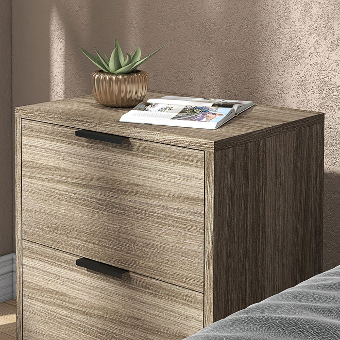 Modern 2-Drawer Nightstands - Bedside Tables with Storage and Steel Legs, Set of 2 - Perfect for Bedroom and Living Room Use, Grey