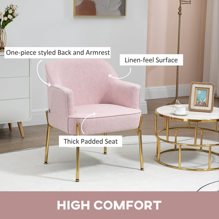 Elegant Pink Accent Chairs with Gold Legs - Plush Armchair Set for Living Room & Bedroom, Vanity Seat Duo - Ideal for Home Comfort & Café Aesthetics