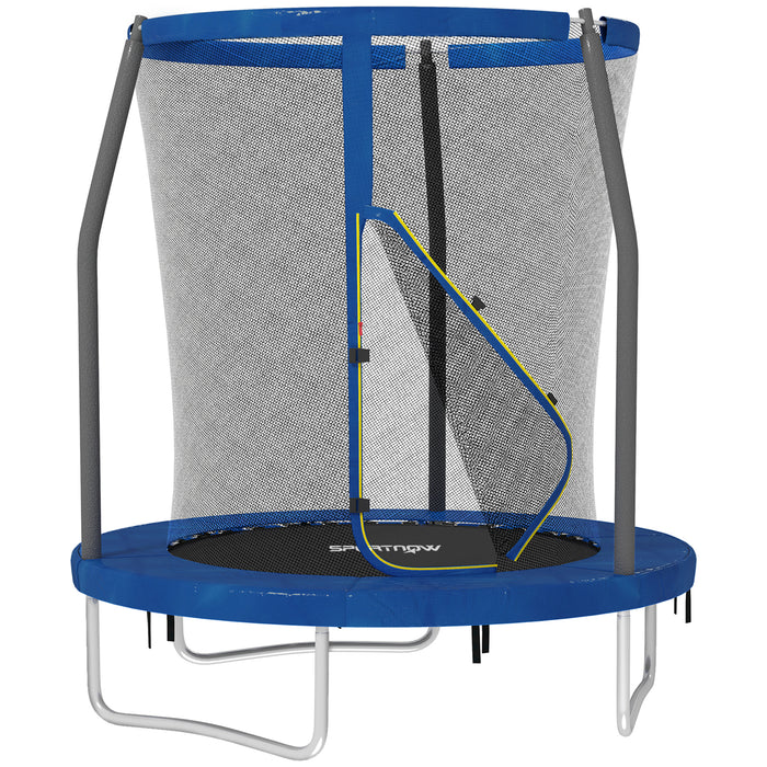 SPORTNOW 6ft Trampoline with Safety Enclosure Net, Steel Frame Outdoor Trampoline, Jumping Mat with Edge Safety Cover for Fitness, Blue