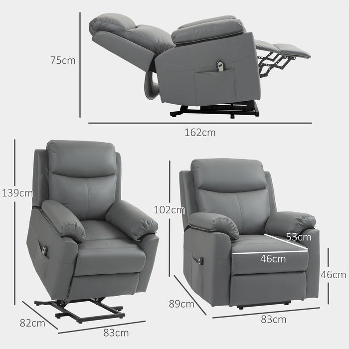 ElderEase Lift Assist Recliner - Remote-Controlled Power Chair with Side Storage & Pocket Spring Cushioning - Comfort Seating Solution for Seniors in Charcelain Gray