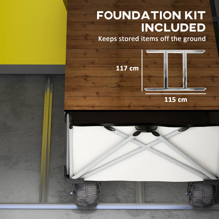 4 x 6ft Garden Shed with Foundation Kit - Polypropylene Outdoor Tool Storage, Ventilation Slots, Lockable Door, Grey - Ideal for Garden Equipment Security and Organization