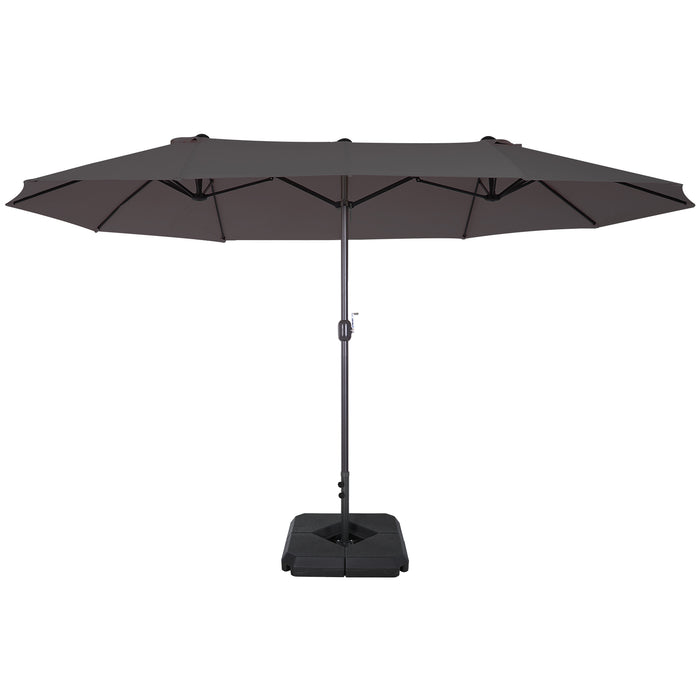 Double-Sided 4.6m Garden Parasol - Patio Sun Shelter Umbrella with Stand, Market Canopy Shade, Grey - Outdoor Relaxation and UV Protection for Backyard, Deck, Poolside