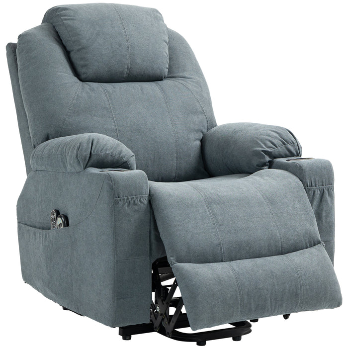 Quick Assemble Lift Chair with Vibration Massage and Heat - Recliner with Cup Holders in Charcoal Grey - Ideal for Elderly and Individuals with Limited Mobility