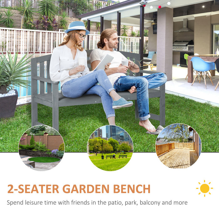 Wooden Garden Loveseat - Two-Person Outdoor Bench with Armrests, Grey - Ideal for Park and Balcony Relaxation