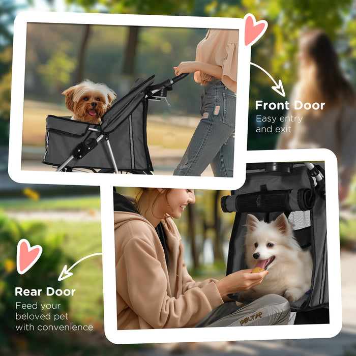 PawHut Foldable Pet Stroller for Small and Miniature Dog, Dark Grey | Aosom UK