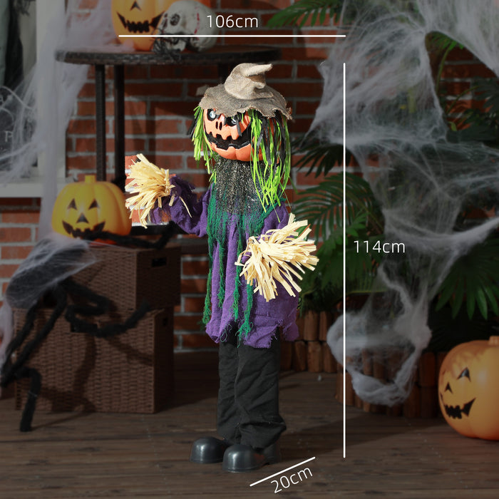 45" Sound-Activated Pumpkin Animatronic - Halloween Decoration with Light-Up Eyes, Music - Perfect for Haunted House Themes