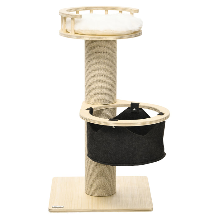 84cm Cozy Perch Cat Tree - Kitty Activity Center with Hammock, Cushioned Bed, and Jute Scratching Post - Ideal for Sleep and Play