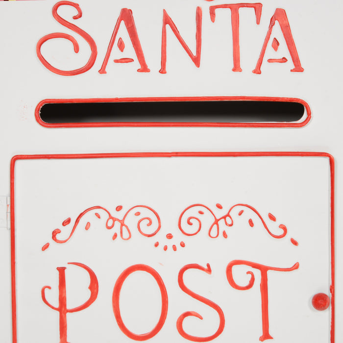 HOMCOM Christmas Post Box, Letters to Santa Mailbox, Wall Mounted Postbox, Christmas Decoration for Indoor and Outdoor, White