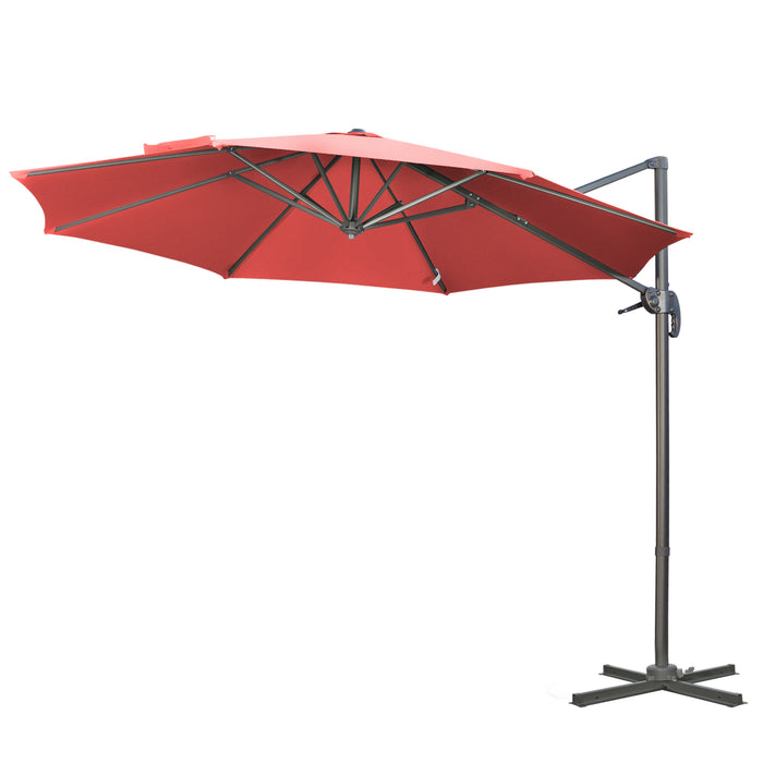 Cantilever Parasol with Cross Base - 3x3 Meter UV Protection Outdoor Umbrella in Wine Red - Ideal Shade for Garden Patio and Decking