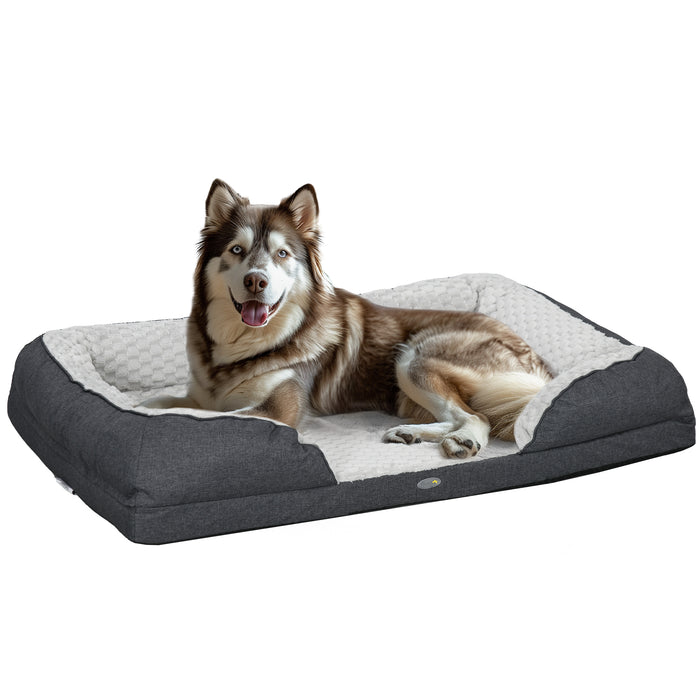 Calming Large Dog Bed with Removable Cover - Orthopedic Pet Mattress, Anti-Slip Bottom, 120 x 80 x 22 cm - Ideal for Stress Relief & Comfort, Charcoal Grey