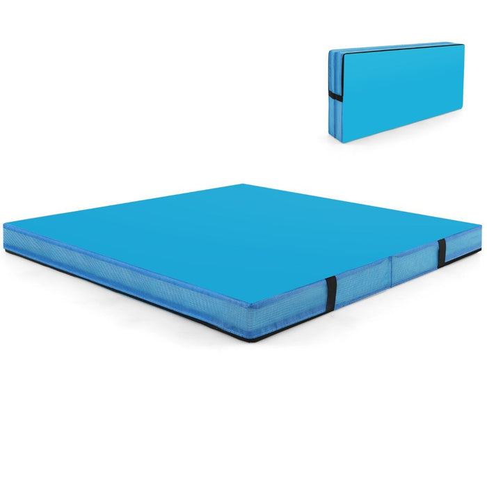 Folding Gymnastic Mat with PU Leather Cover and Carrying Handles-