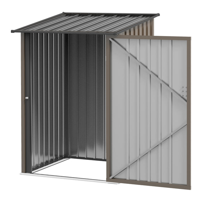 Metal Outdoor Storage Shed - 3.3ft x 3.4ft Lean-to Garden Unit with Lockable Door - Ideal Tool Storage for Patio, Lawn, Brown