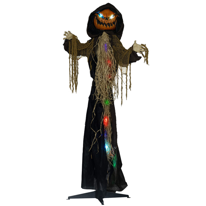 78-Inch Light-Up Straw Pumpkin - Halloween Decoration with Illuminated Eyes - Perfect for Haunted House, Indoor, and Outdoor Displays