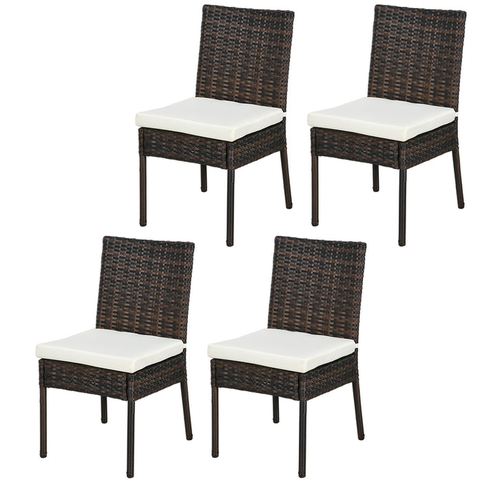 Outdoor Rattan Chair Set - 4-Pack Armless Stacking Garden Chairs in Brown - Stylish Patio Seating for Home and Events