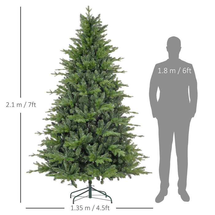 7ft Artificial Xmas Tree with Metal Stand - 2445 Branch Tips for Full, Lush Appearance, Easy Assembly - Perfect for Home or Office Holiday Decor