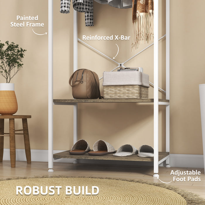 Hallway Storage Organizer with Coat Hooks and Shoe Bench - Versatile Grey Finish - Ideal for Entryway Clutter Control