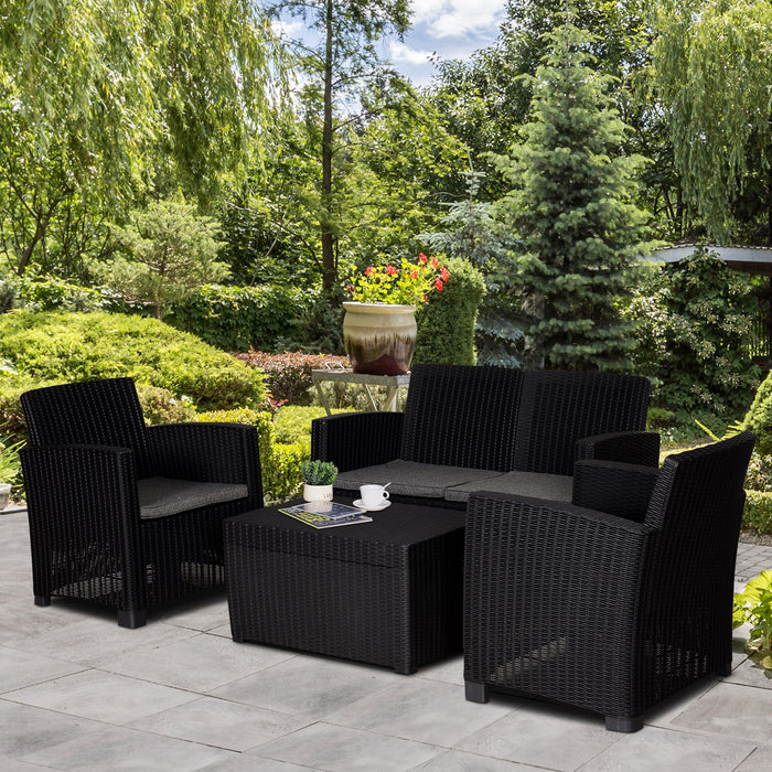 Garden Rattan-Style Sofa Set - 4-Piece Patio Ensemble with Cushions, 2 Chairs & Bench - Ideal for Conservatories and Outdoor Comfort