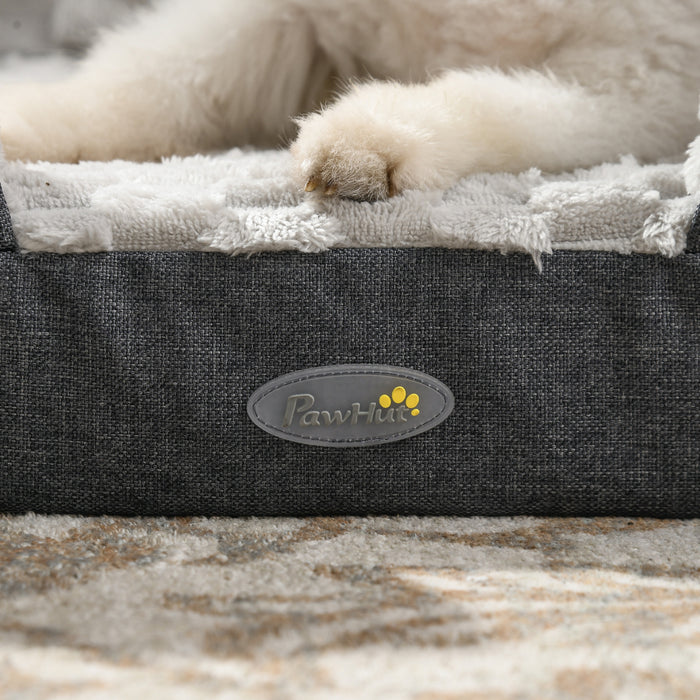 Calming Pet Bed for Small Dogs - Plush Mattress with Removable Cover & Anti-Slip Base, 70x50x18cm - Charcoal Grey Comfort Zone