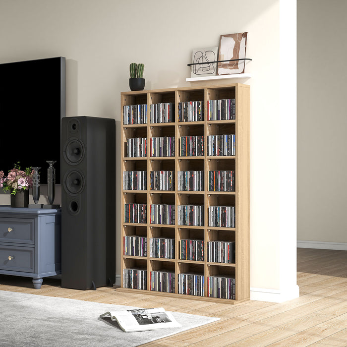 Adjustable CD Storage Unit - Spacious 89 x 130.5 cm Shelving Solution with Natural Wood Finish - Ideal Organizer for Music Enthusiasts and Collectors