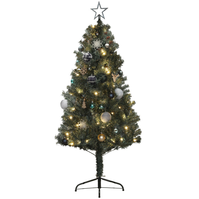 HOMCOM 5ft Pre-Lit and Decorated Christmas Tree | Aosom UK