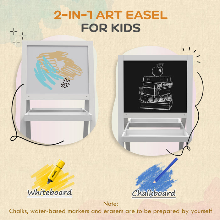 2-in-1 Toddler Art Easel - Double-Sided Whiteboard & Blackboard with Storage - Creative Play for Kids Aged 18-48 Months