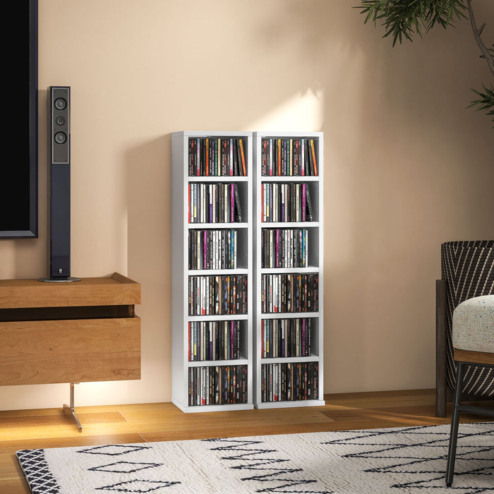 CD Storage Unit Twin Pack - 102-Disc Capacity in High Gloss White - Ideal for Music and Movie Collectors