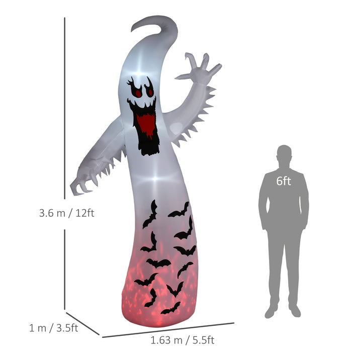 Aosom UK 11.8FT Spooky Ghost Inflatable - LED and Rotating Light Outdoor Halloween Decoration - Ideal for Garden, Lawn and Party Display