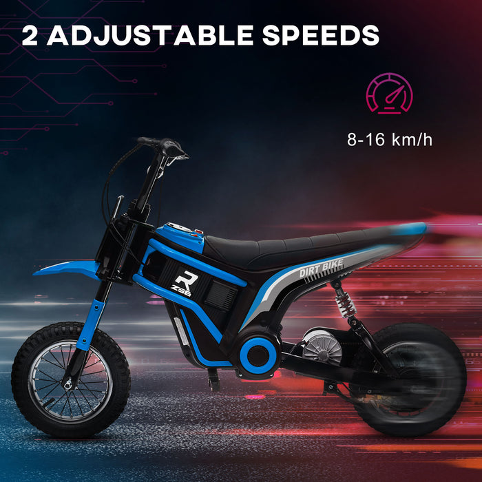 Electric Motorbike with 24V Power - Twist Grip Throttle, Musical Horn, 12-Inch Pneumatic Tires, Up to 16km/h Speed - Perfect Ride-On for Kids, Blue