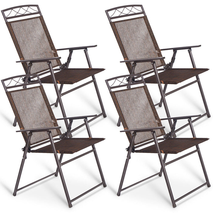 4-Pack Portable Folding Garden Chairs - Outdoor Camping Seating with Armrests - Ideal for Picnics, BBQs and Events