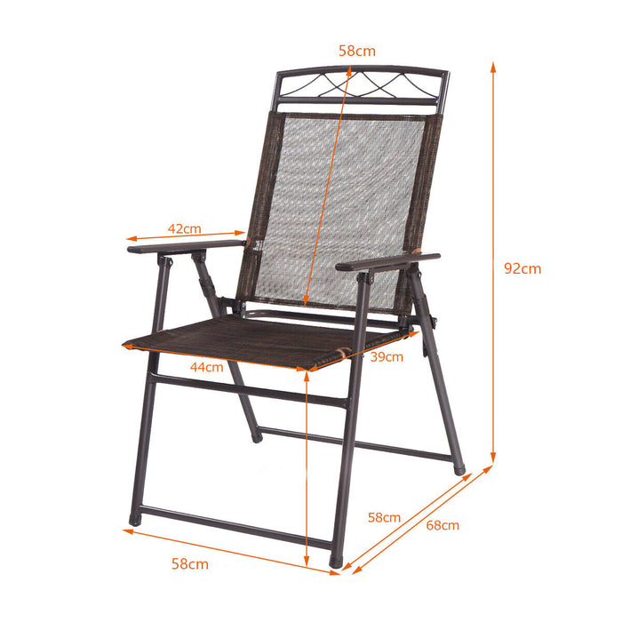 4-Pack Portable Folding Garden Chairs - Outdoor Camping Seating with Armrests - Ideal for Picnics, BBQs and Events