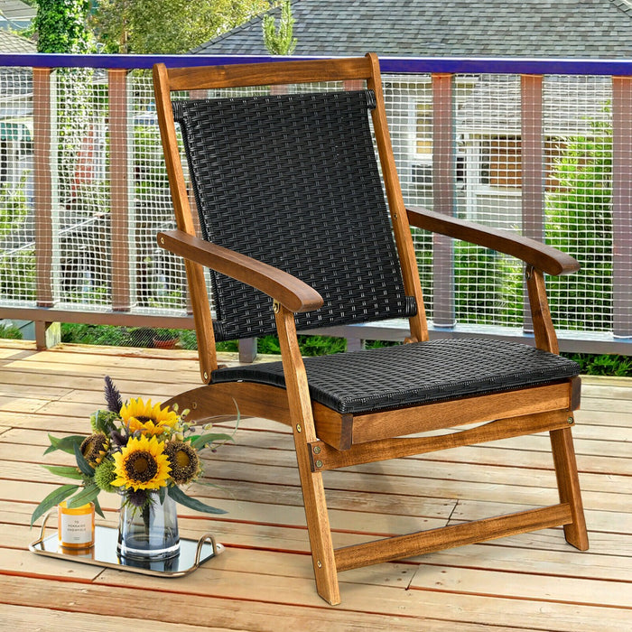 Folding Deck Reclining Chair with Retractable Footrest