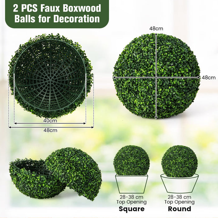 Set of 2 Artificial Topiary Balls - 48cm Faux Boxwood Design, Decorative Element - Perfect for Outdoor and Indoor Home Decor