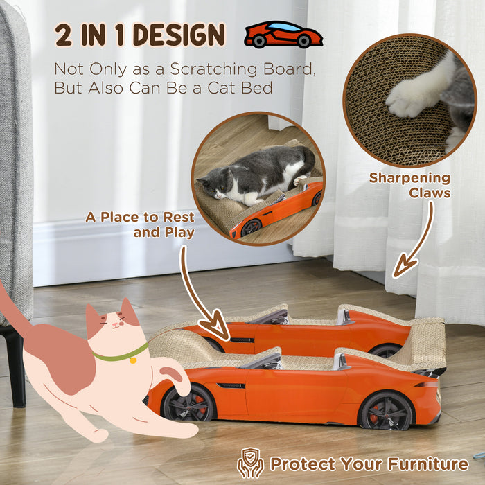 Car-Shaped 2-in-1 Cat Scratching Board - Includes Catnip - Entertaining and Scratching Solution for Cats