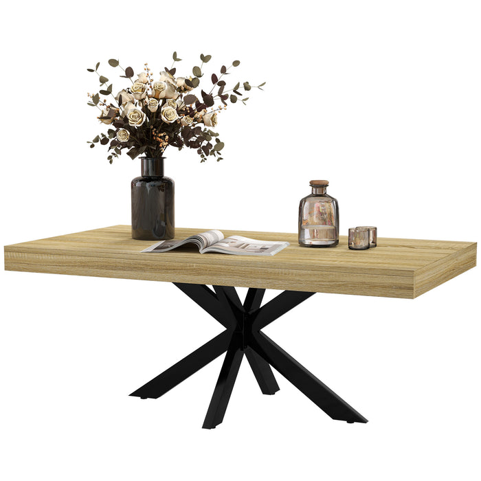 Industrial-Style Coffee Table - Rectangular Wooden Top with Sturdy Crossed Steel Frame - Modern Furniture for Living Room Spaces