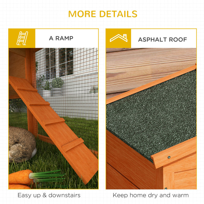 Deluxe 2-Tier Rabbit Hutch with Run and Ramp - Includes Slide-Out Tray, Perfect for Garden and Yard Use - Spacious Shelter for Rabbits and Small Animals