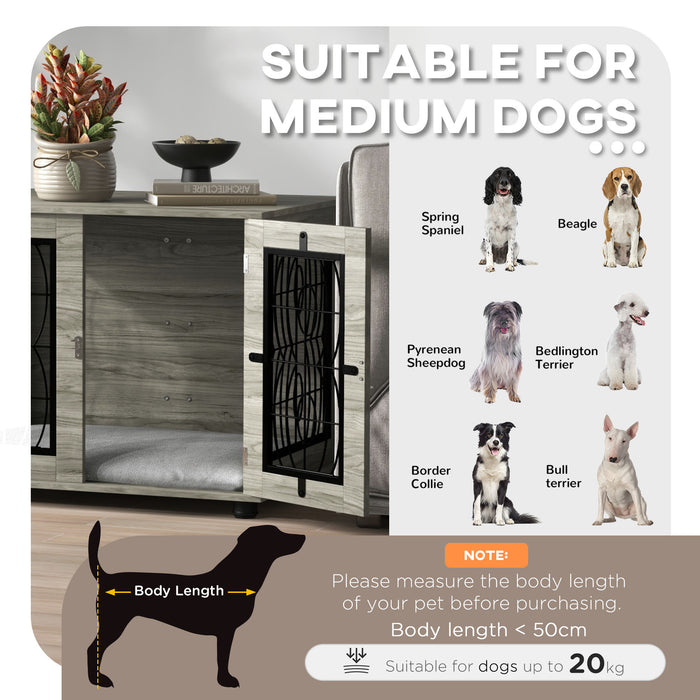 Dog Crate End Table with Washable Cushion - 29.5" Indoor Pet Furniture, Lockable Door - Stylish Home Solution for Medium Dog Comfort & Security