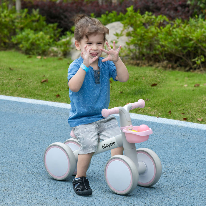 Adjustable Seat Kids Balance Bike for Ages 1-3 - Silent Wheel Design, Easy-Grip Handlebars in Pink - Perfect First Bike for Toddlers