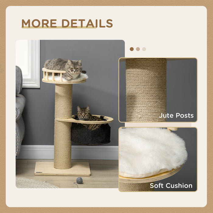 84cm Cozy Perch Cat Tree - Kitty Activity Center with Hammock, Cushioned Bed, and Jute Scratching Post - Ideal for Sleep and Play