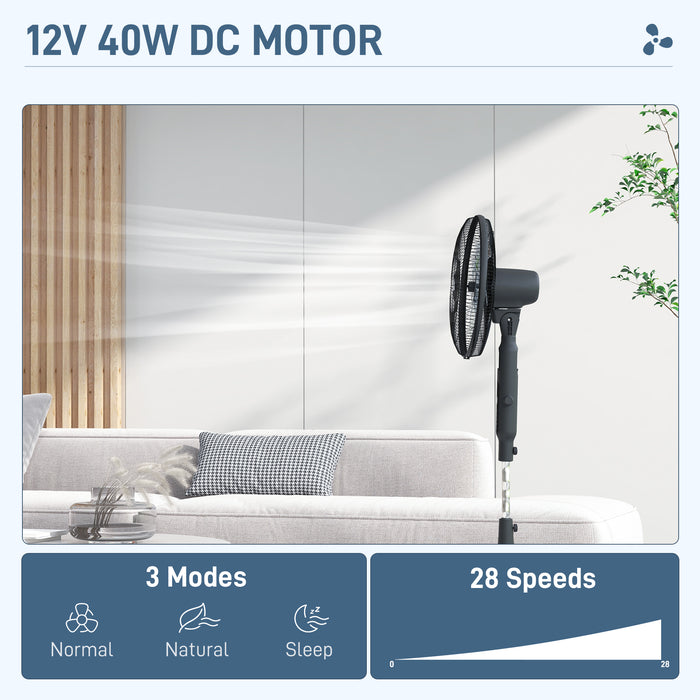 DC Pedestal Fan - 17.5'' Oscillating Fan with 28 Speed Settings and Mosquito Repellent - Features 3 Modes, 75° Oscillation, 12-Hour Timer, Adjustable Height for Home Comfort