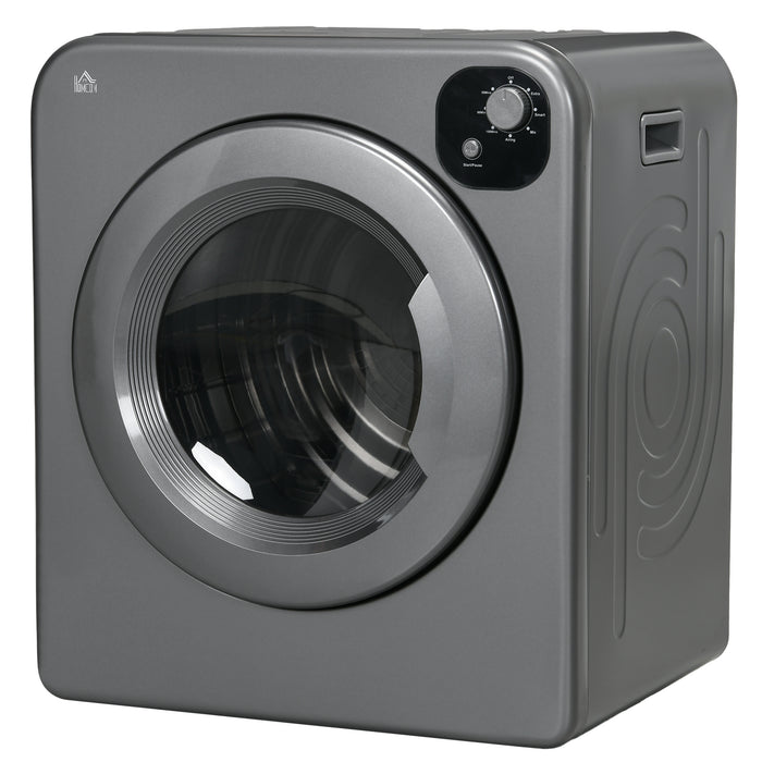 6kg Vented Tumble Dryer - Freestanding, Wall-Mountable, Stackable Portable Unit with 7 Programs, Grey Finish - Ideal for Compact Spaces & Efficient Laundry Drying