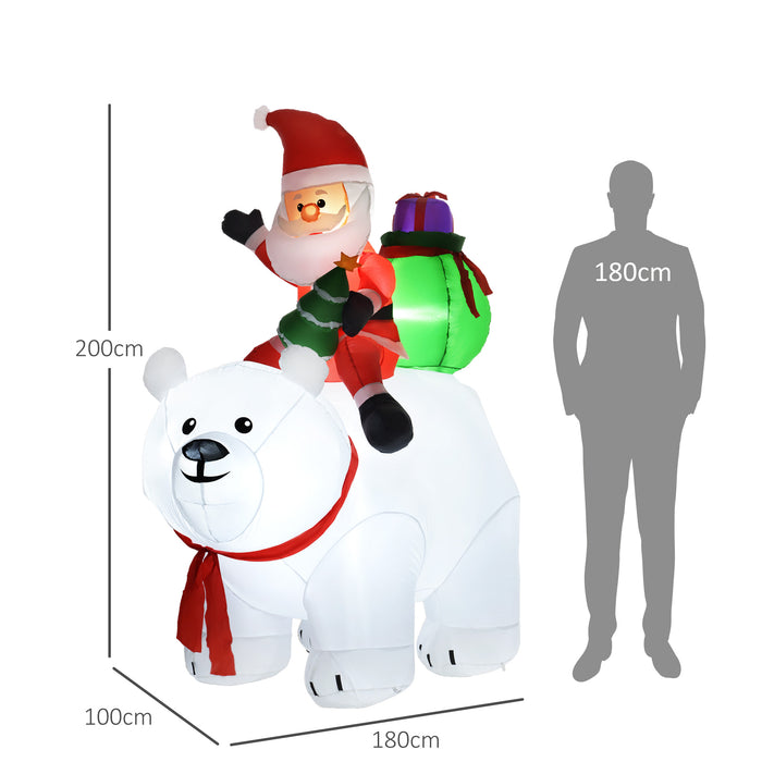 Outsunny 6.6FT Christmas Inflatable Santa Claus Riding on Polar Bear, Christmas Blow Up Outdoor LED Display for Garden Party | Aosom UK