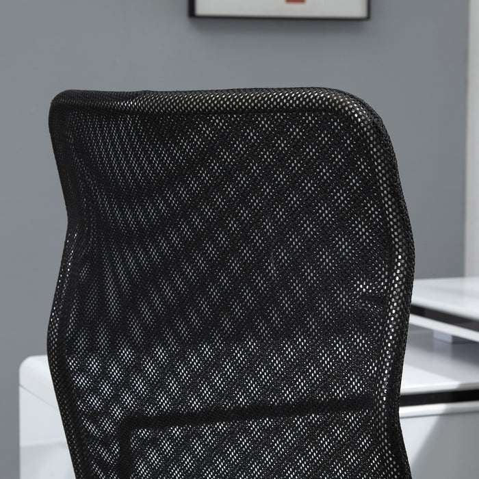 Executive High Mesh Back Chair - Adjustable Height with Wide Padded Seat and Fixed Armrests - Comfortable Home and Office Support, Black