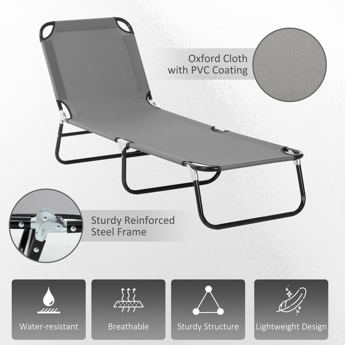 Garden Sun Lounger - Adjustable Five-Position Reclining Back in Sleek Grey - Ideal for Patio Relaxation & Poolside Comfort